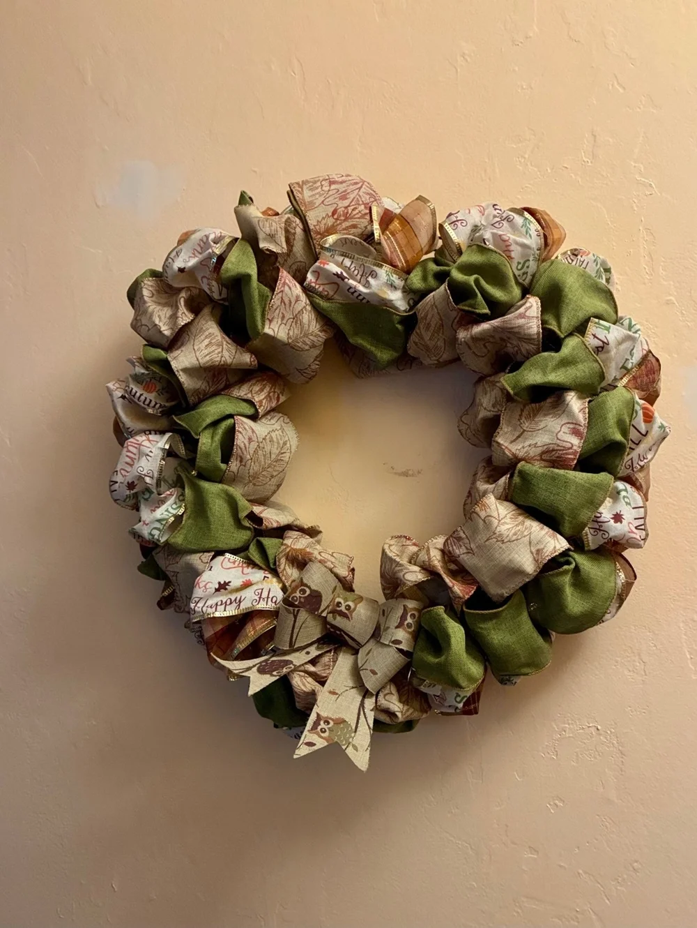 Handmade Autumn Fall Fabric Wreath 18 inch